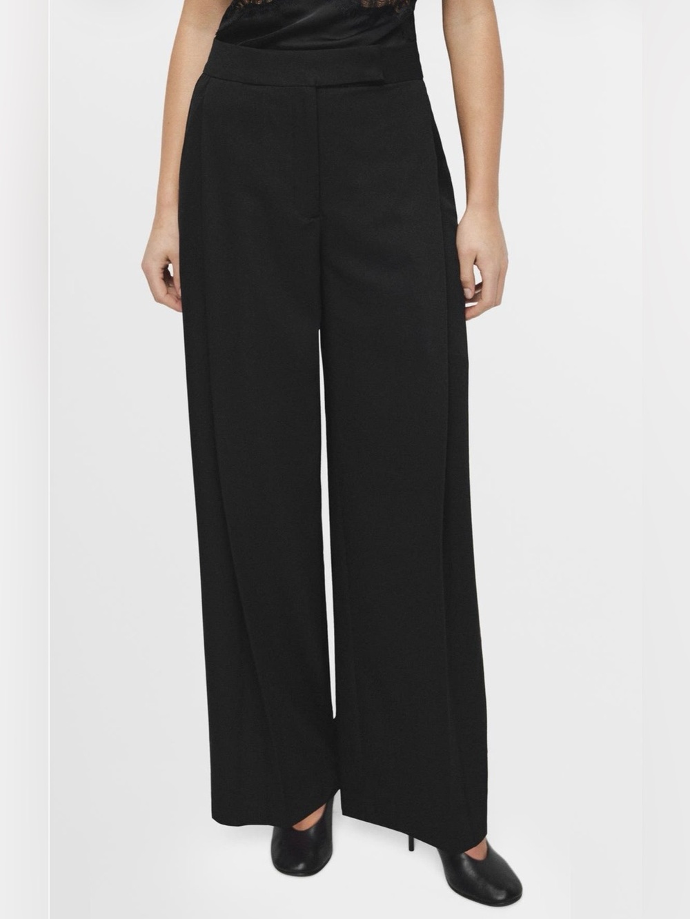 Mango pleated wide leg pants